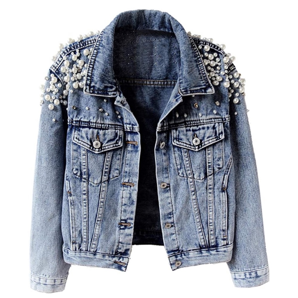 Pearl Cropped Denim Jacket